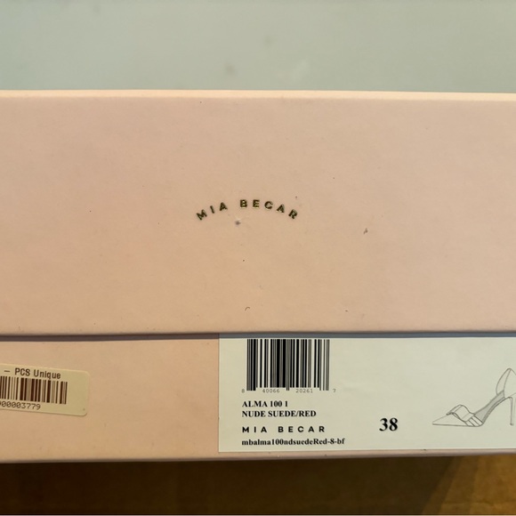 Brand new, never used Mia Becar elegant tan hells with red accent size 38. - Picture 2 of 4